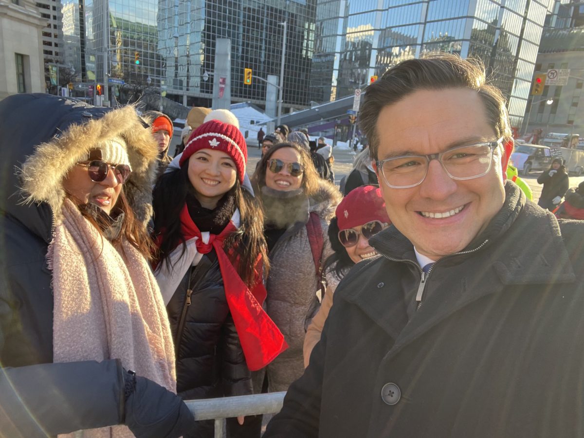 Photo of Conservative MP Pierre Polievre with anti-vaccine mandate protesters in Ottawa. Photo: Pierre Poilievre / Twitter