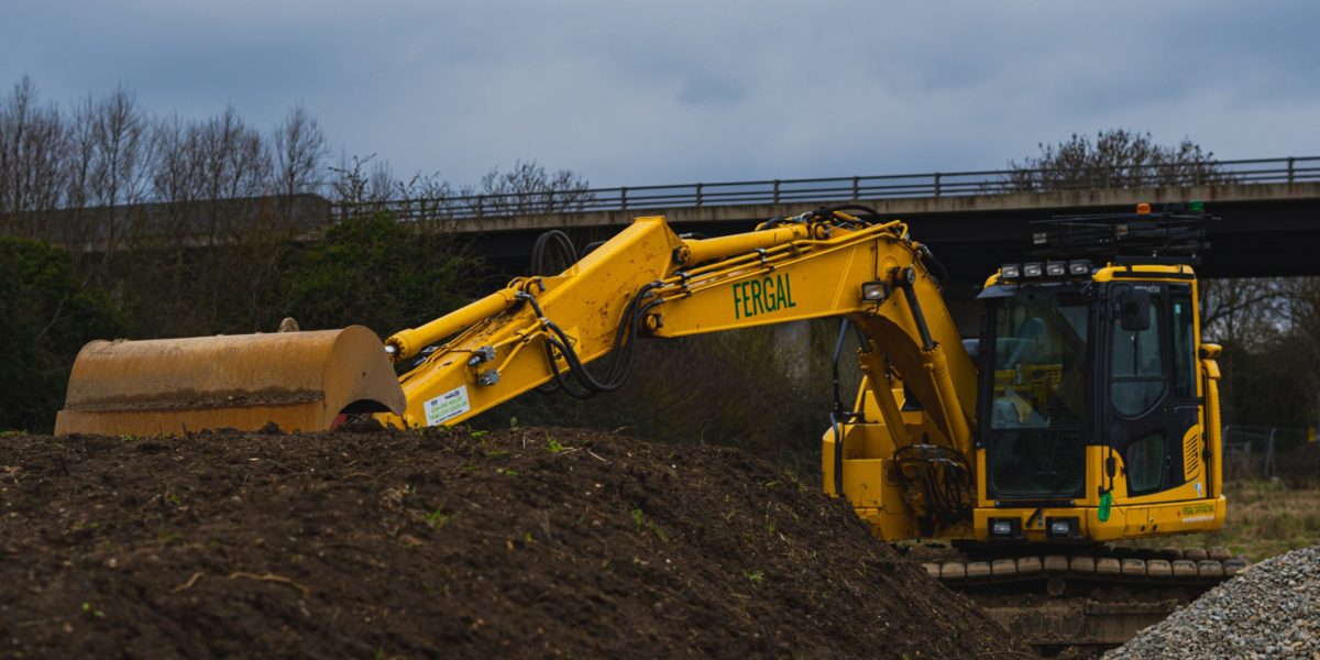 Photo of a construction site featuring a excavator.