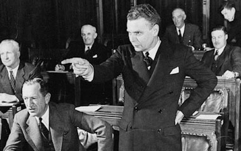 Conservative prime minister John Diefenbaker speaking in the House of Commons (Photo: Louis Jaques, Public Domain).