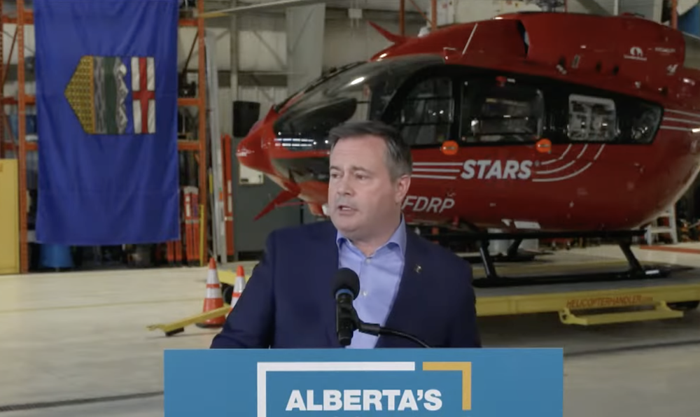 Alberta Premier Jason Kenney during Friday’s news conference (Photo: Screenshot of Alberta Government video).