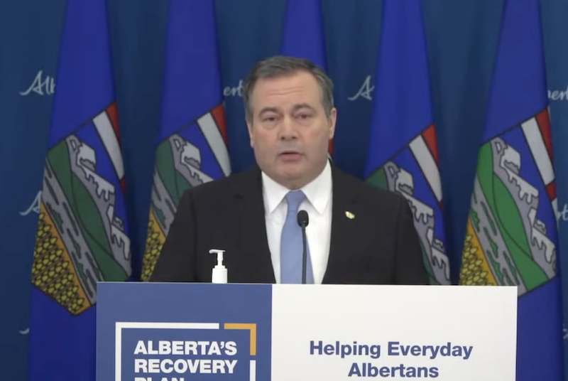 Alberta Premier Jason Kenney at yesterday’s news conference.