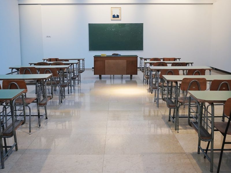 An empty classroom.