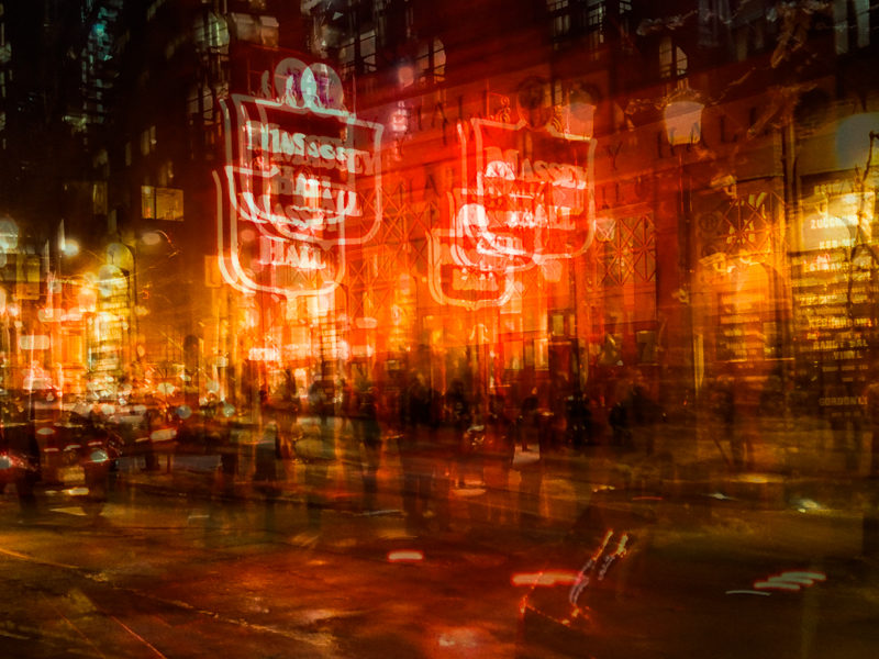 Massey Hall neon sign in downtown Toronto.