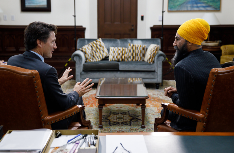 Prime Minister Justin Trudeau meets with Federal NDPP Leader Jagmeet Singh.