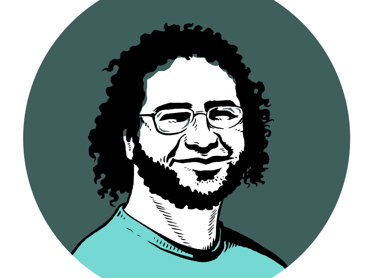 A portrait of Alaa Abd el-Fattah, a political prisoner in Egypt.