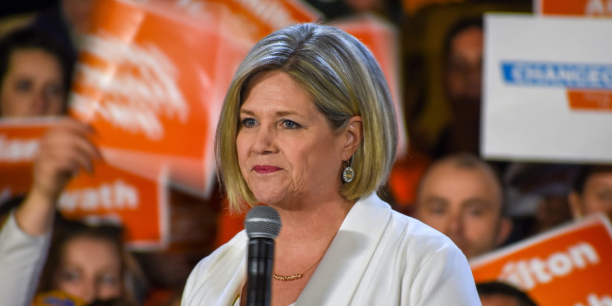 A photo of Andrea Horwath on the campaign trail in 2018. In the upcoming 2022 campaign. Howarth's NDP's platform attempts to address the housing crisis.