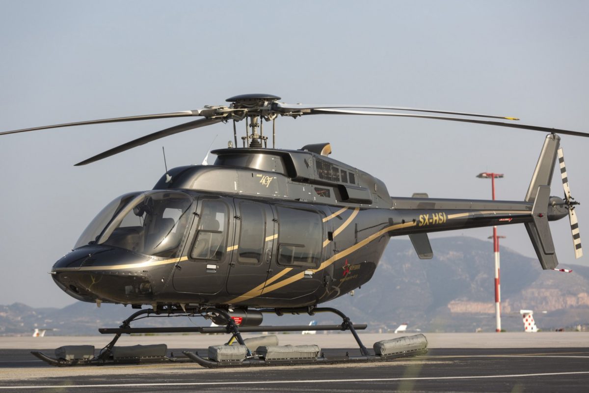 A photo of a Bell 407 helicopter, similar to the helicopters sold to Columbia.