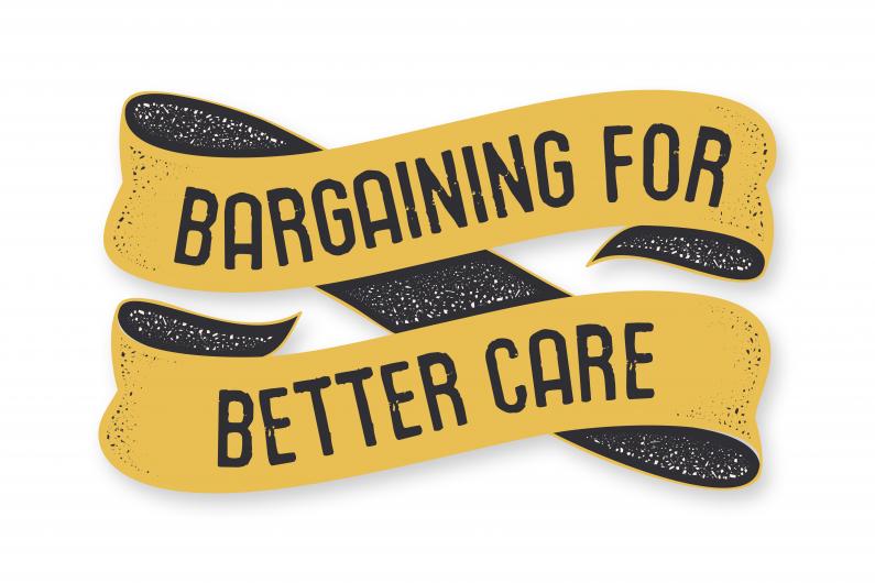 Facilities Bargaining Association graphic reading "Bargaining for better care"