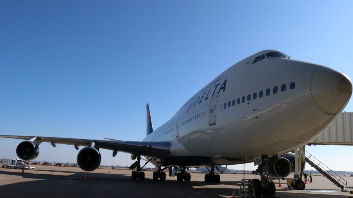 A photo of a Delta Airlines Boeing 747 on the ground. Delta was one of the airlines who dropped their mask mandate after Monday's decision.