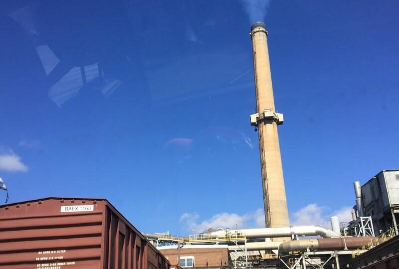 Photo of a smokestack at a Nickel smelter.
