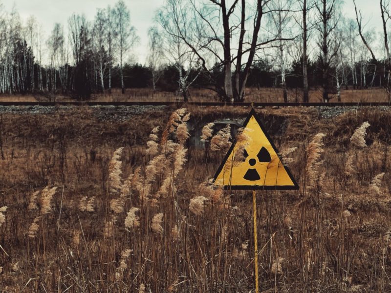 Photo of a nuclear sign in a feid