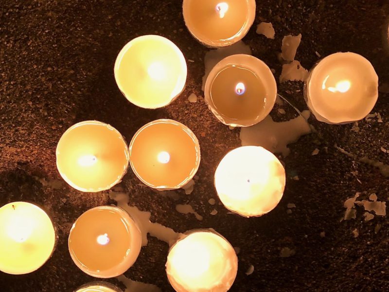 A photo of a vigil at Tam Hill school in the wake of the Parkland shooting.