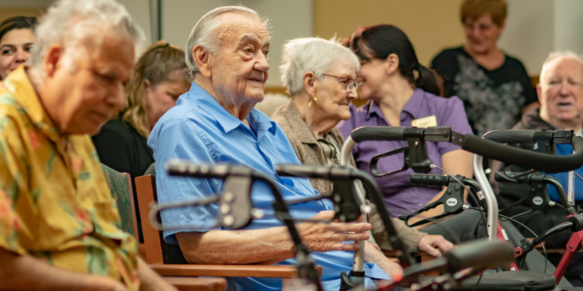 A photo of Seniors living in a long-term care faciliy