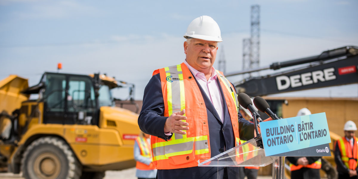 A photo of Doug Ford at the official start of the tunnelling the Eglinton Crosstown West Extension,