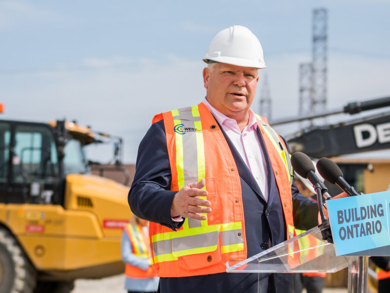 A photo of Doug Ford at the official start of the tunnelling the Eglinton Crosstown West Extension,