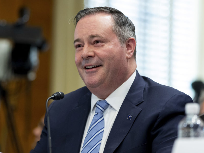 A photo of Alberta Premier Jason Kenney at the Senate Energy Committee hearing at Dirksen Senate Office Building on May 17, 2022 in Washington, DC.