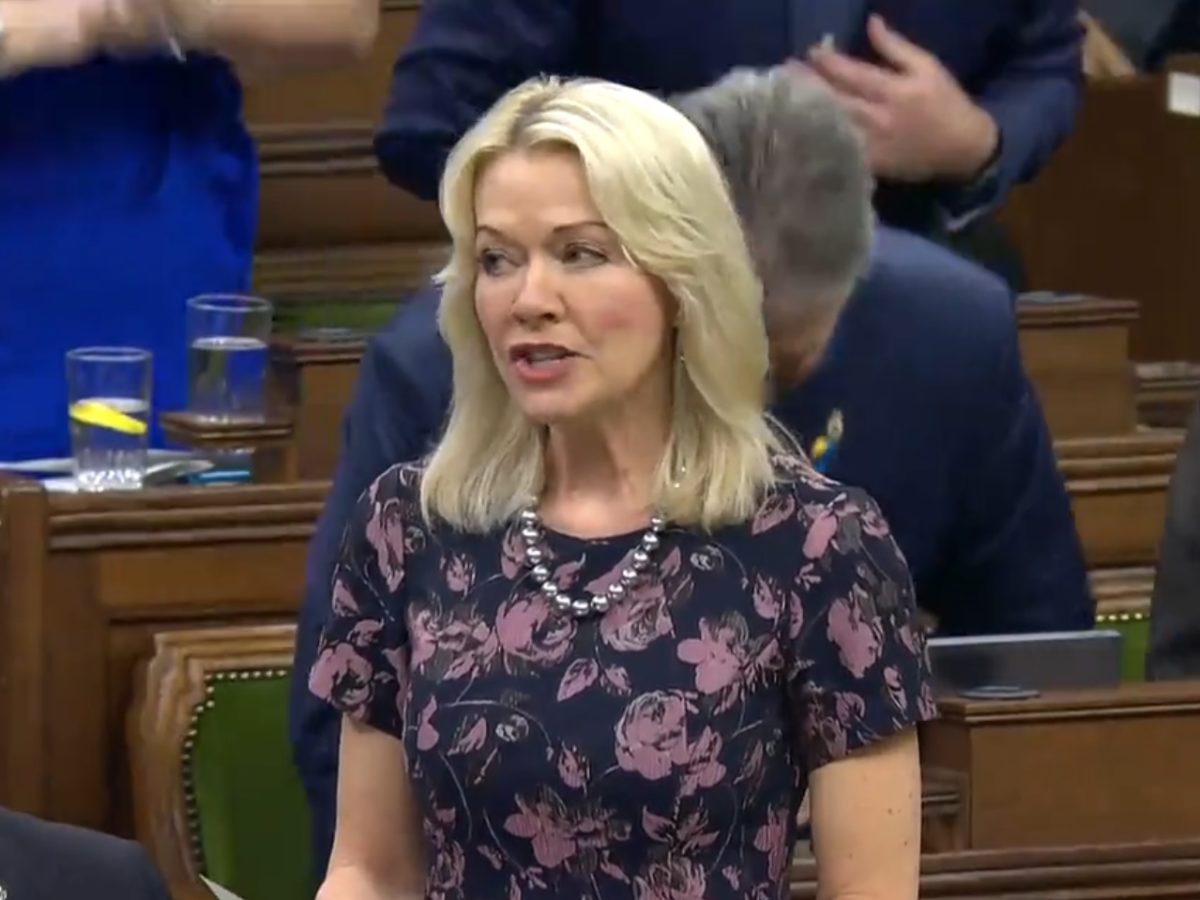 A screencapture of Interim Conservative Party of Canada Leader Candice Bergen speaking in the House of Commons on April 27. Bergen has instructed the members of her party to not comment on the issue of abortion.