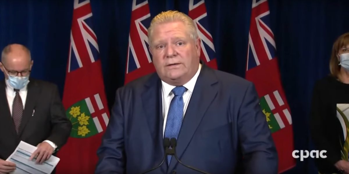 A screencapture of Ontario Premier Doug Ford during a press conference in January of 2022.