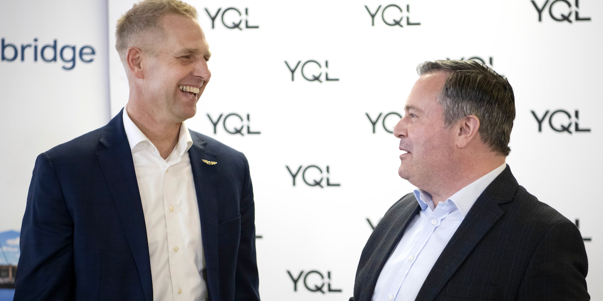 A photo of Alberta Premier Jason Kenney and UCP Caucus Chair Nathan Neudorf at a recent event in Lethbridge.