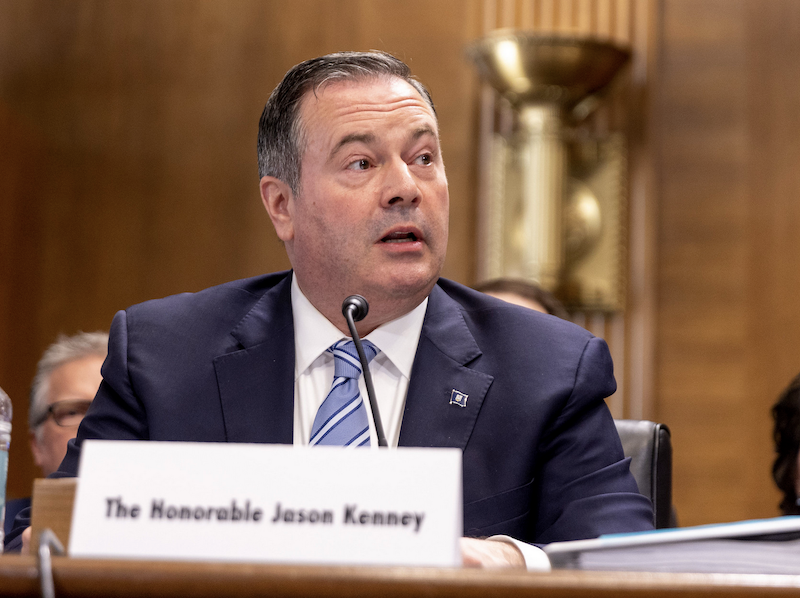 A photo of Jason Kenney as he soaks up the atmosphere in the Dirksen Senate Office Building as Alberta Energy Minister Sonya Savage looks on.