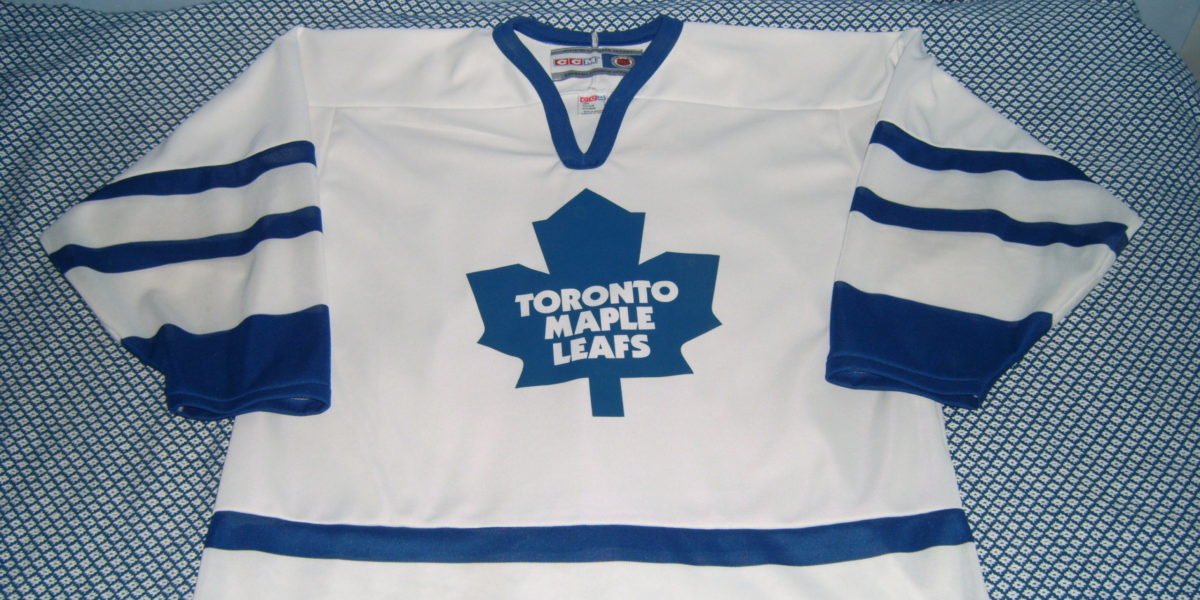 A photo of a Toronto Maple Leafs Jersey.