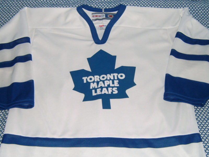 A photo of a Toronto Maple Leafs Jersey.