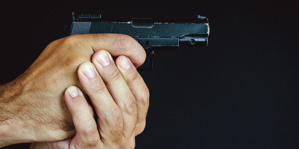 A photo of a gun being aimed.
