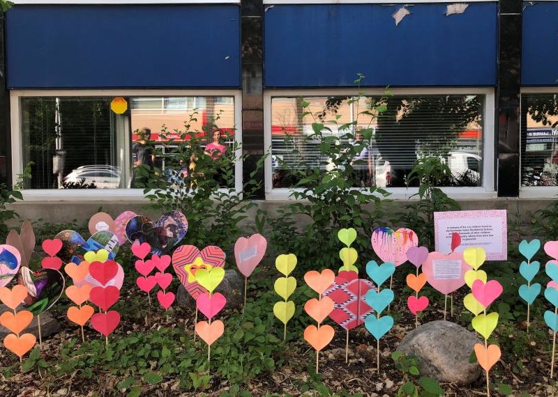 Photo of a heart garden outside the Inter Pares office in Ottawa.