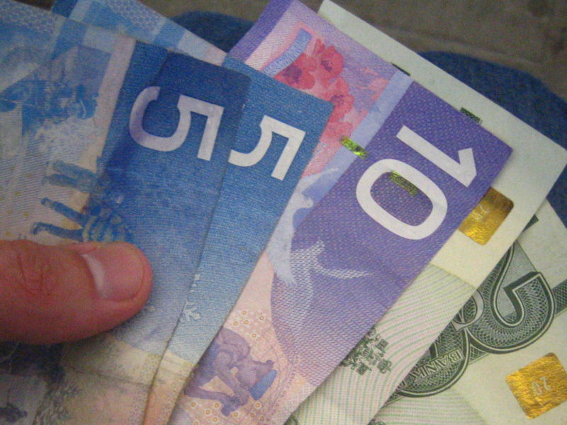 A picture of Canadian money.