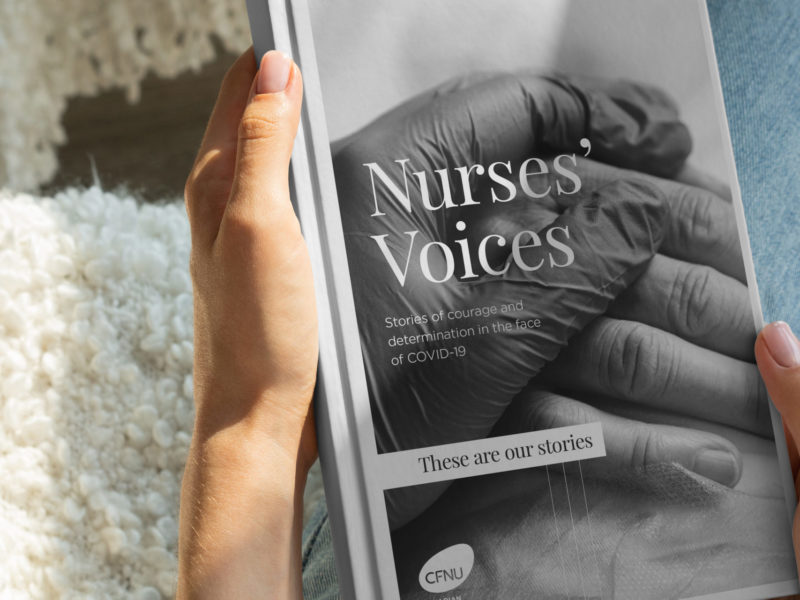 A photo of a book called "Nurses Voices"