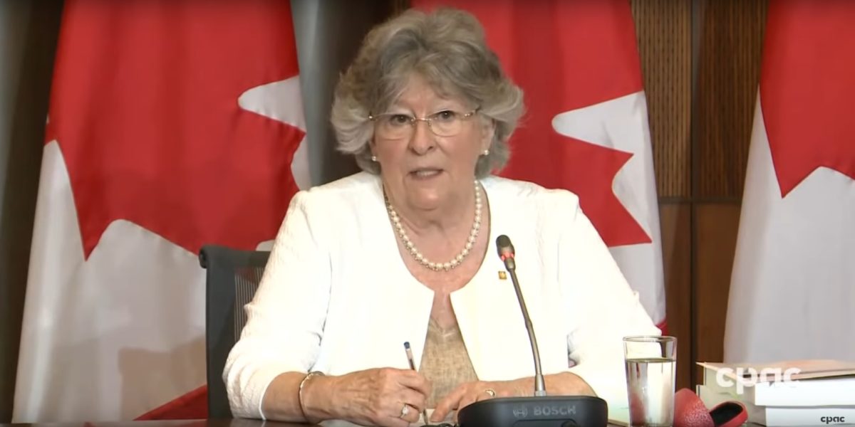 A screencapture of former Canadian Supreme Court Justice Louise Arbour announcing the findings of her report on sexual assault and harassment in the Canadian Forces on Monday, June 30.