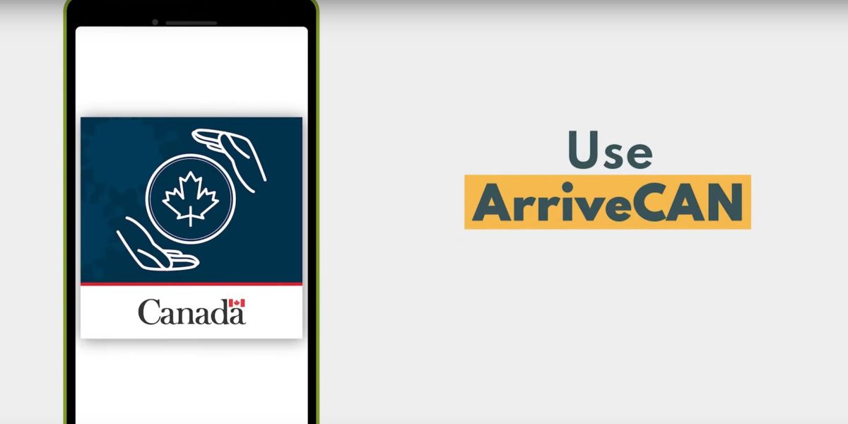 A screencapture of a government of Canada video demonstrating the ArriveCan app.