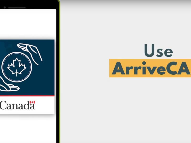 A screencapture of a government of Canada video demonstrating the ArriveCan app.