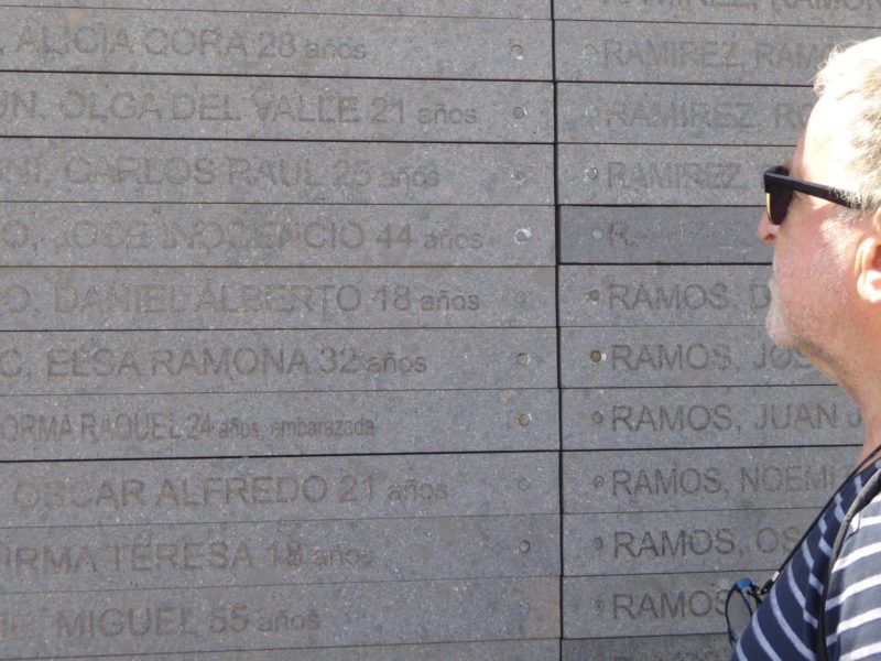 A photo of author Marc Raboy at the Monument to the Victims of State Terrorism, Parque de la Memoria (Memory Park), Buenos Aires, 2019.