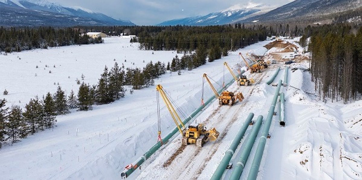 A photo of work on the Trans Mountain Pipeline Expansion (TMX) Project in February 2022.