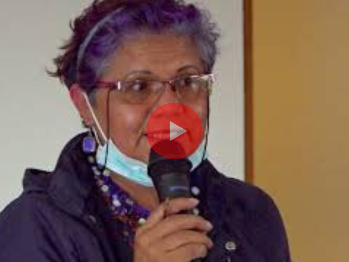 Screengrab from a video of a May 24 meeting in Colombia (part of rabble's Colombia Election 2022 coverage - this is a photo of María Luisa Niño - District Association of Educators (Asociación Distrital de Educadores) speaking.