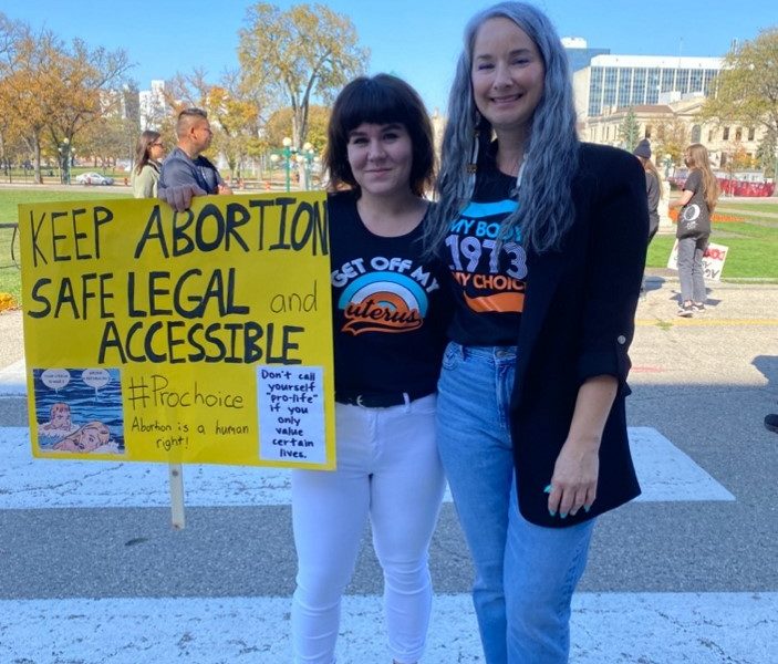 Engaging with politicians: Paige Mason (left) with Nahanni Fontaine (NDP MLA for St. Johns Manitoba)