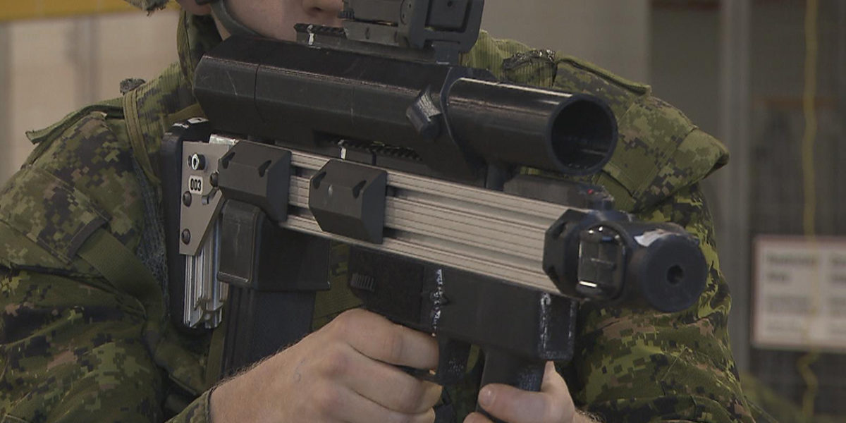 A 2015 government of Canada photo of a Canadian developed "smart" rifle.