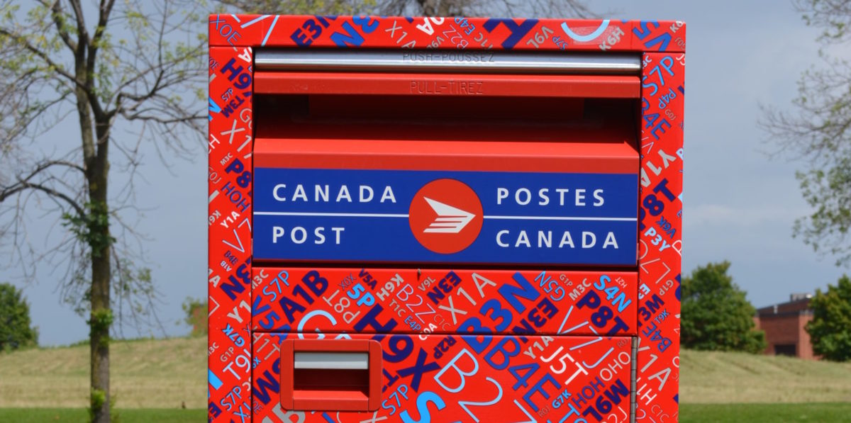 A photo of a Canada Post box in Markham, Ontario.
