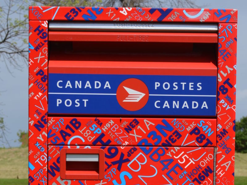 A photo of a Canada Post box in Markham, Ontario.