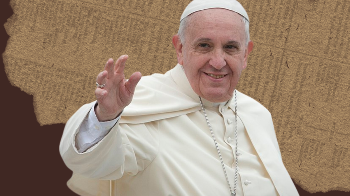 A photo of The Pope waving his hand