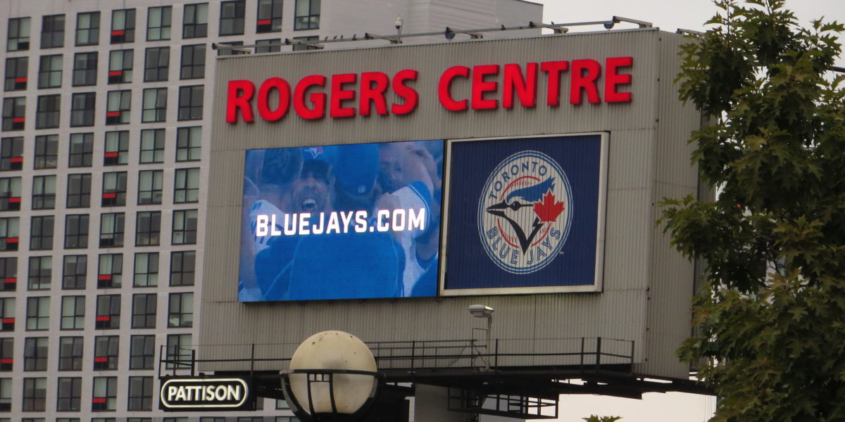 A photo of the Rogers Centre in Toronto.