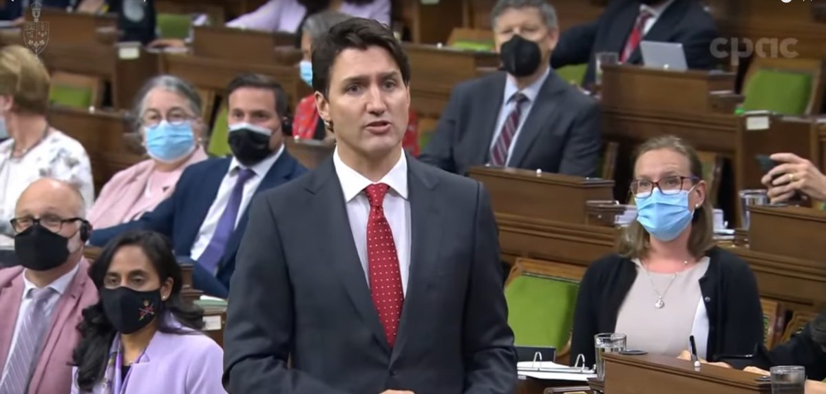 A photo of Prime Minister Justin Trudeau in Question period on June 21, 2022.