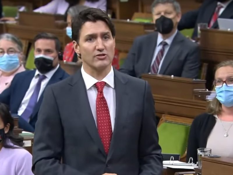A photo of Prime Minister Justin Trudeau in Question period on June 21, 2022.