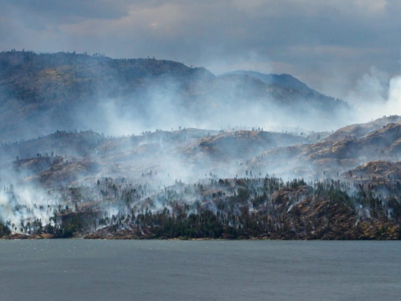 A photo of a wildfire in the Okanagan valley.