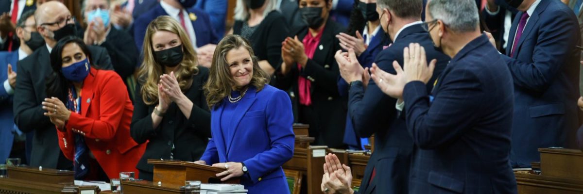 A photo of Chrystia Freeland in the House of Commons.