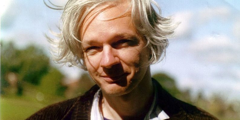 A photo of Julian Assange.