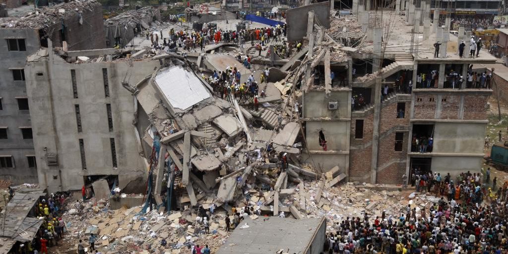 A photo of Rana Plaza after the collapse.