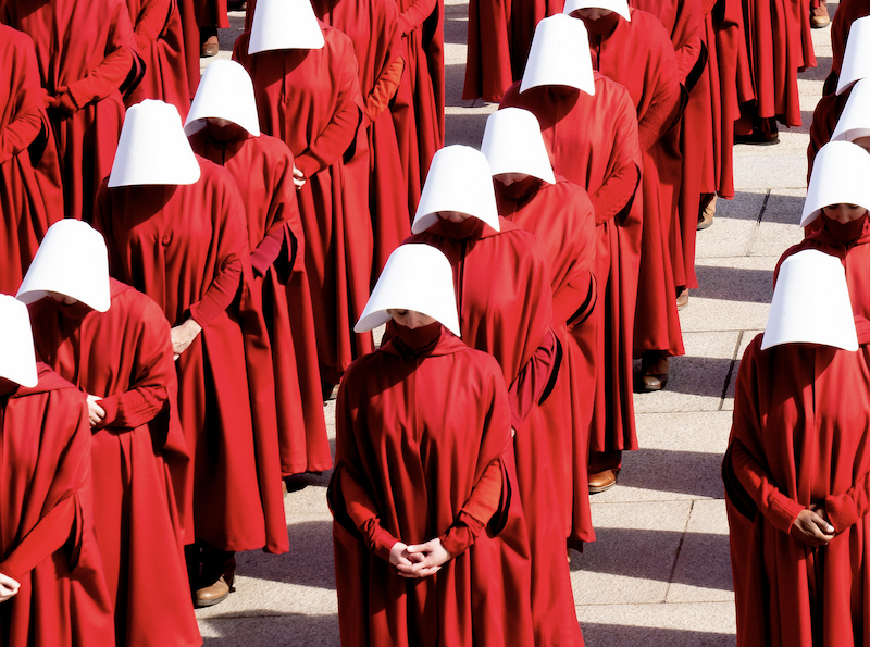 A photo from the filming of A Handmaid's Tale.