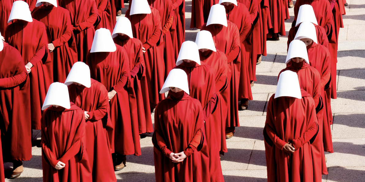 A photo from the filming of A Handmaid's Tale.